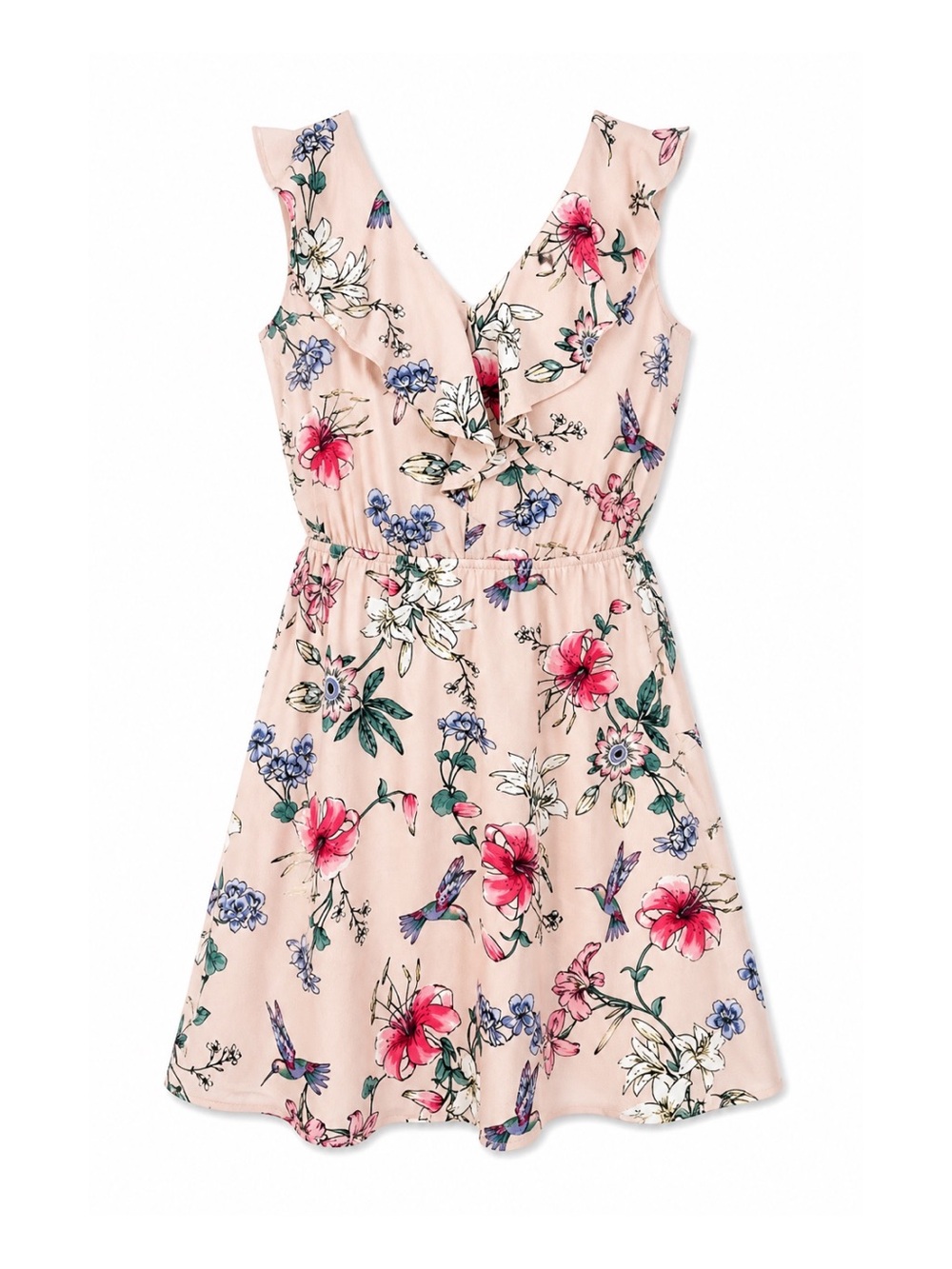 Sophia + Zeke Light Pink Floral Ruffle Dress Girls Size 7/8